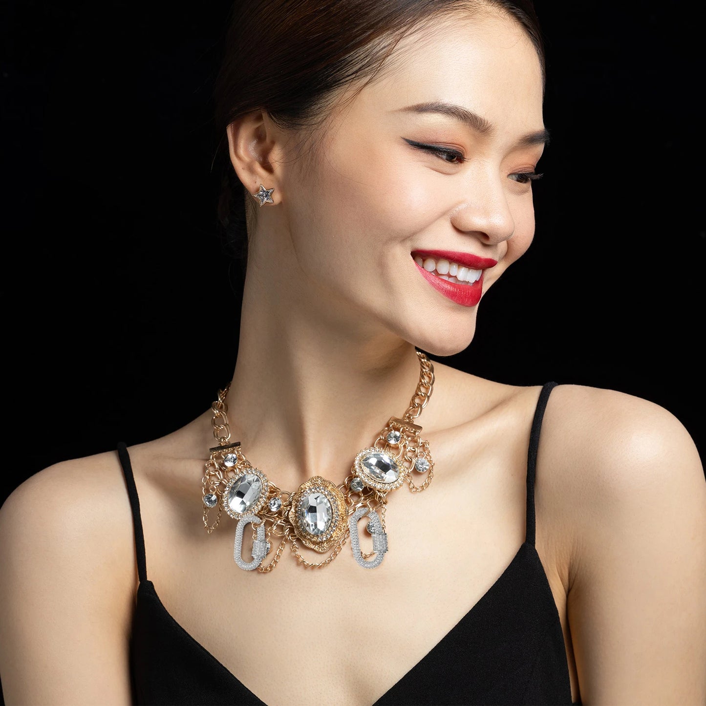 Jewelry Necklace Connecting Clasp Metal Chain Link Screw Lock DIY Rhinestone Lobster Clasp