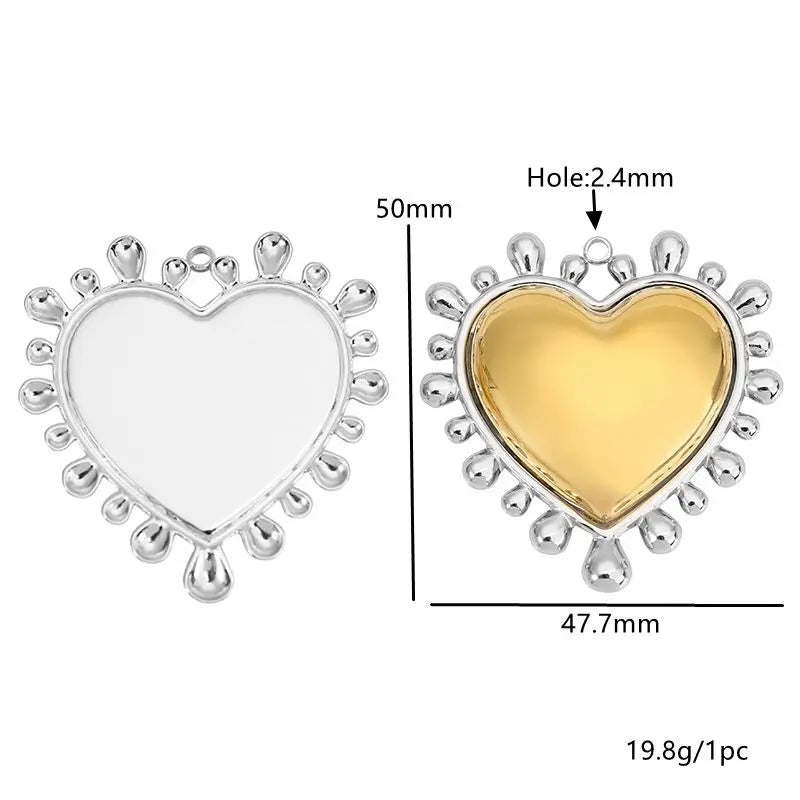 2pcs Stainless Steel Love Heart Jewelry Pendants for Necklaces Bracelets DIY Jewelry Making Korean Fashion Accessories