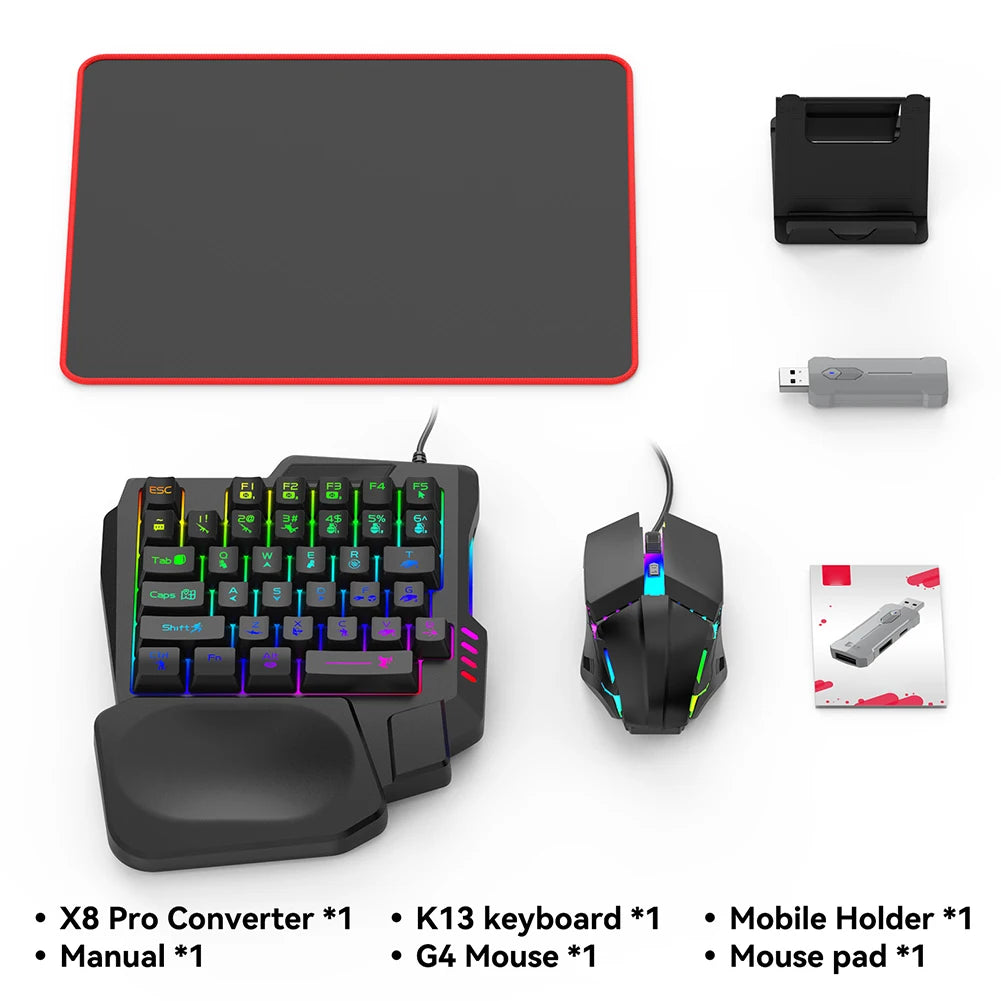 5 in 1 Mobile Game Converter Keyboard Mouse Gaming Set BT 5.3 for PUBG Gaming Keyboard and Mouse Combo for Gamer Accessories