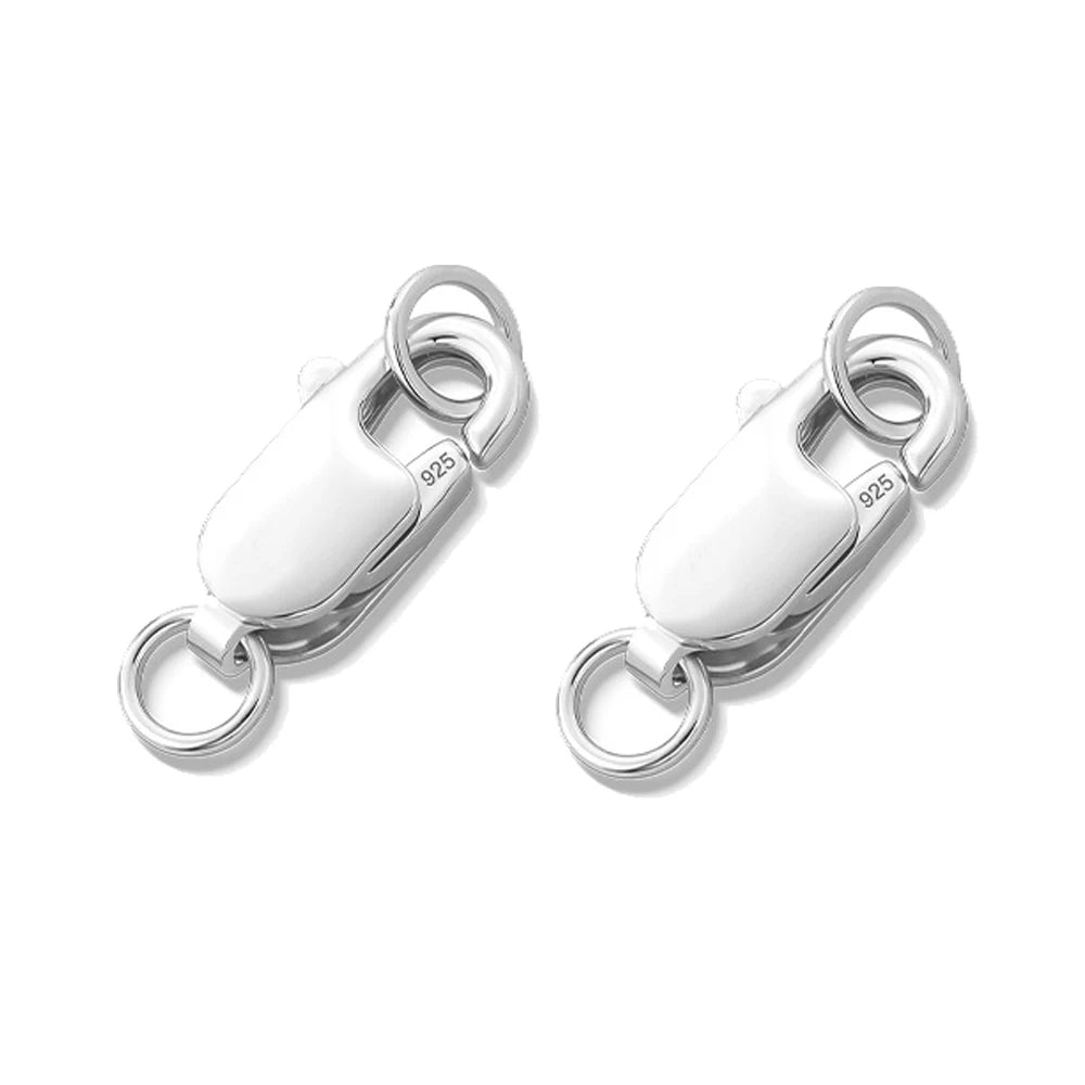 2Sets 925 Sterling Silver Spring Lobster Clasps Hooks Claw with Jump Rings for Jewelry Making Findings Making Accessories