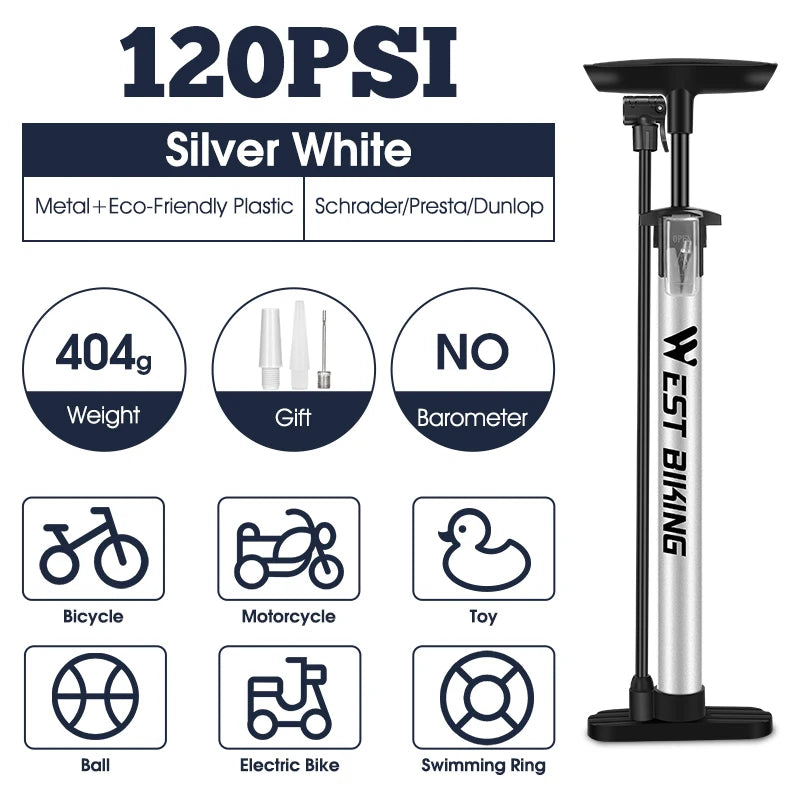 WEST BIKING 160PSI Bicycle Air Pump High Pressure Hand Pump for Schrader/Presta Valve Inflator Tool MTB Road Bike Accessories