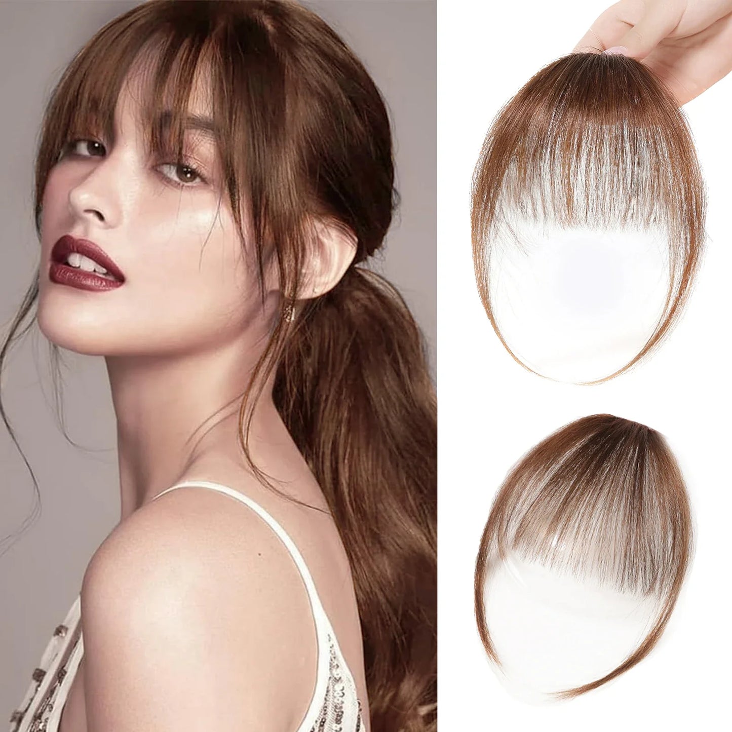 Burgundy Clip In Bangs 100% Real Human Hair Extensions