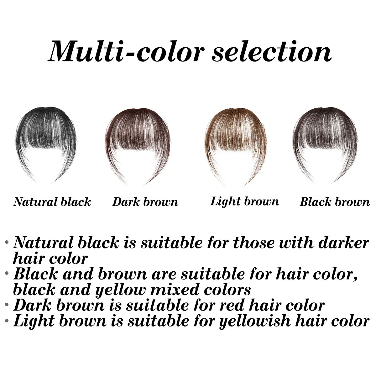 Natural Synthetic Hair Bangs Clip-In Extensions