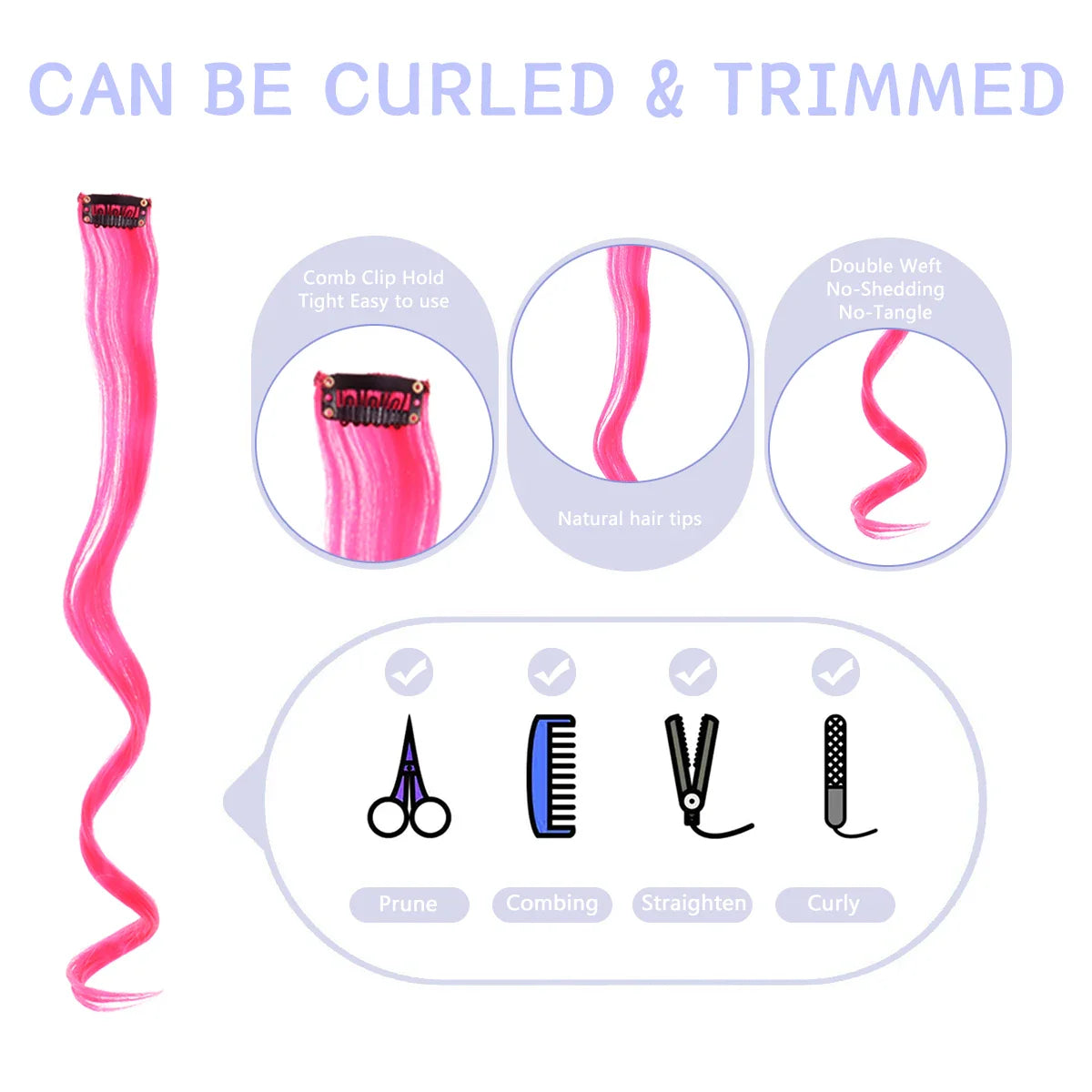 Rainbow Synthetic Hair Extensions Clip In