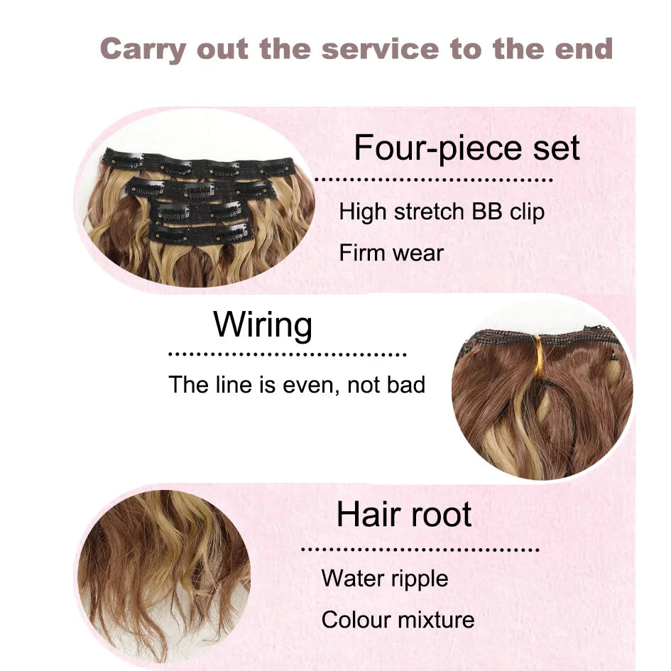 Short Honey Gold Wavy Hair Extensions Set