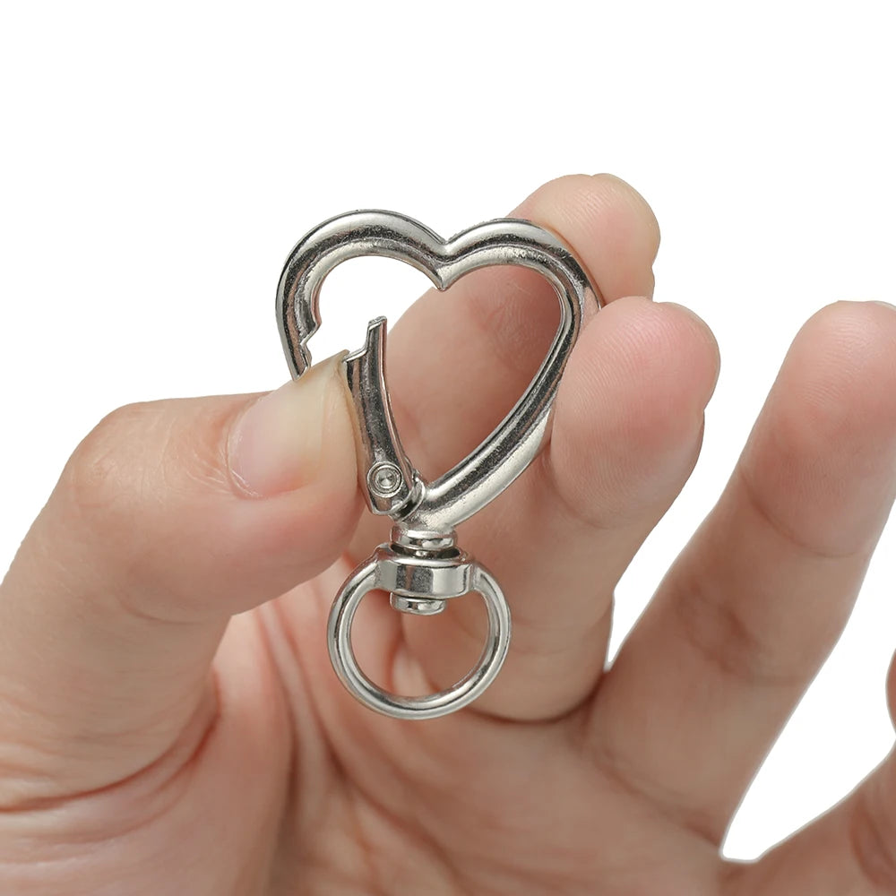 5pcs Swivel Heart Shape Lobster Spring Clasp Keyring Key Ring Dog Chain Snap Clasp for DIY Jewelry Making Accessories