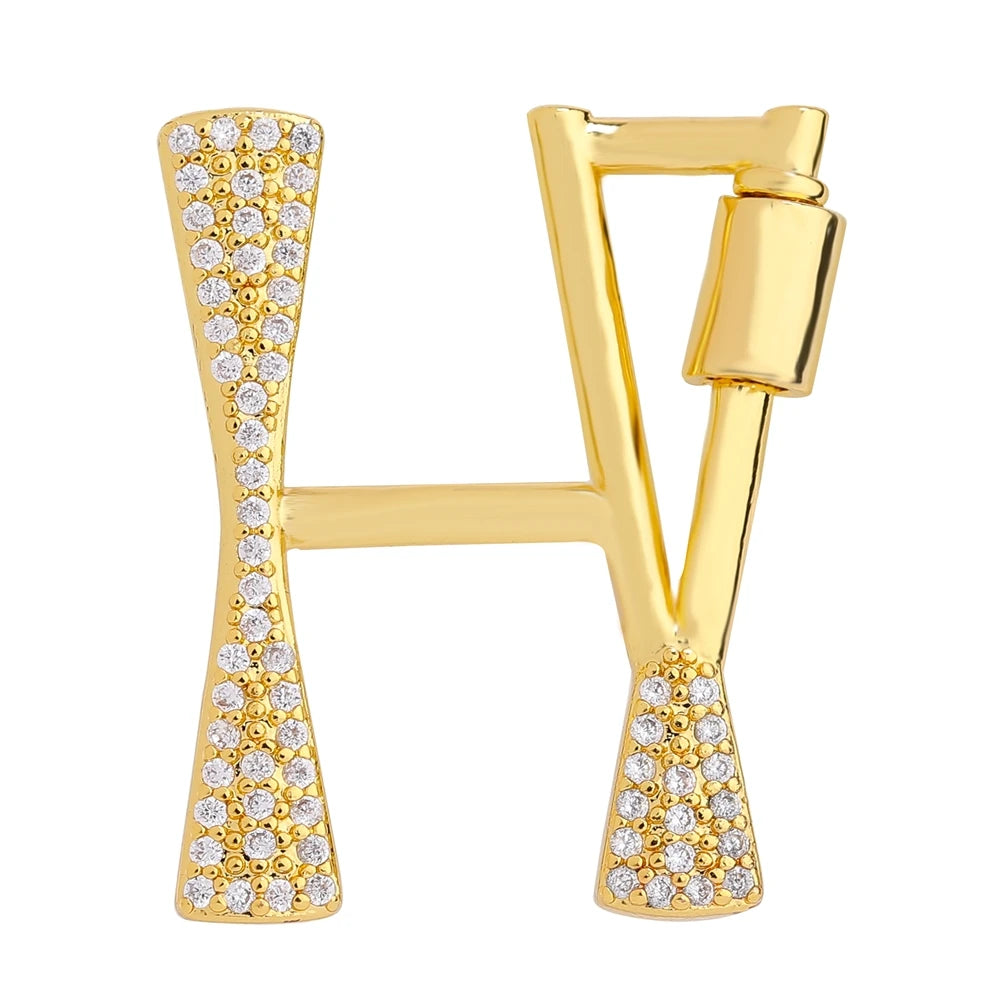 Juya 18K Gold Plated 26 Alphabet Letters Pendant Fasteners Bolt Carabiner Clasps For DIY Women Mesh Chains Name Jewelry Making