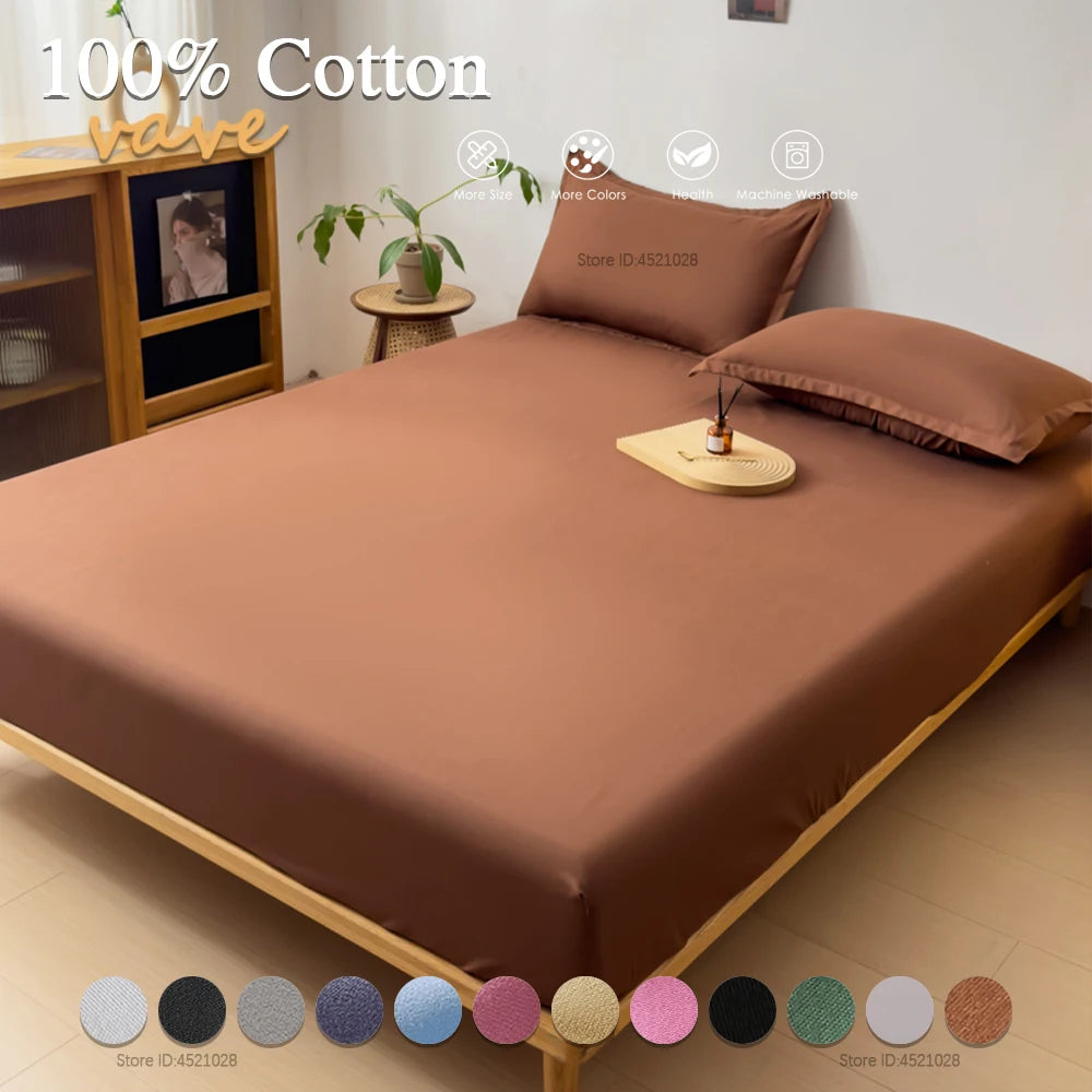 Single/Double/King/Queen Beds Cotton Fitted Sheet for Mattress Pads and Bedspread Covers in All Bed Sizes 140/150/160/180x200