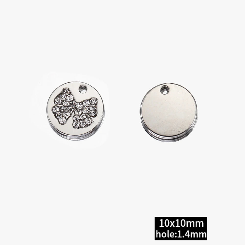 2pcs Rhinestone Chrams Silver Color Crystal Beads Pendants Y2K Style Jewelry Making Accessories Charms for DIY Necklace Bracelet