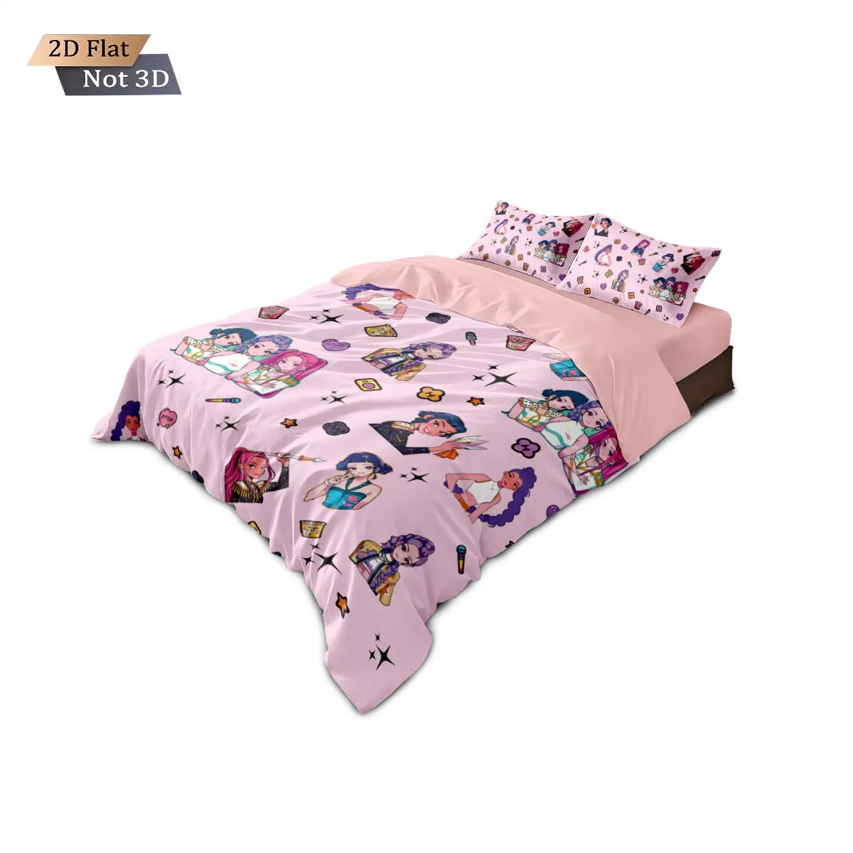 3pc K-Pop Demon Hunters printed coreless down duvet cover in multiple sizes, soft bedroom bedding decoration, machine washable