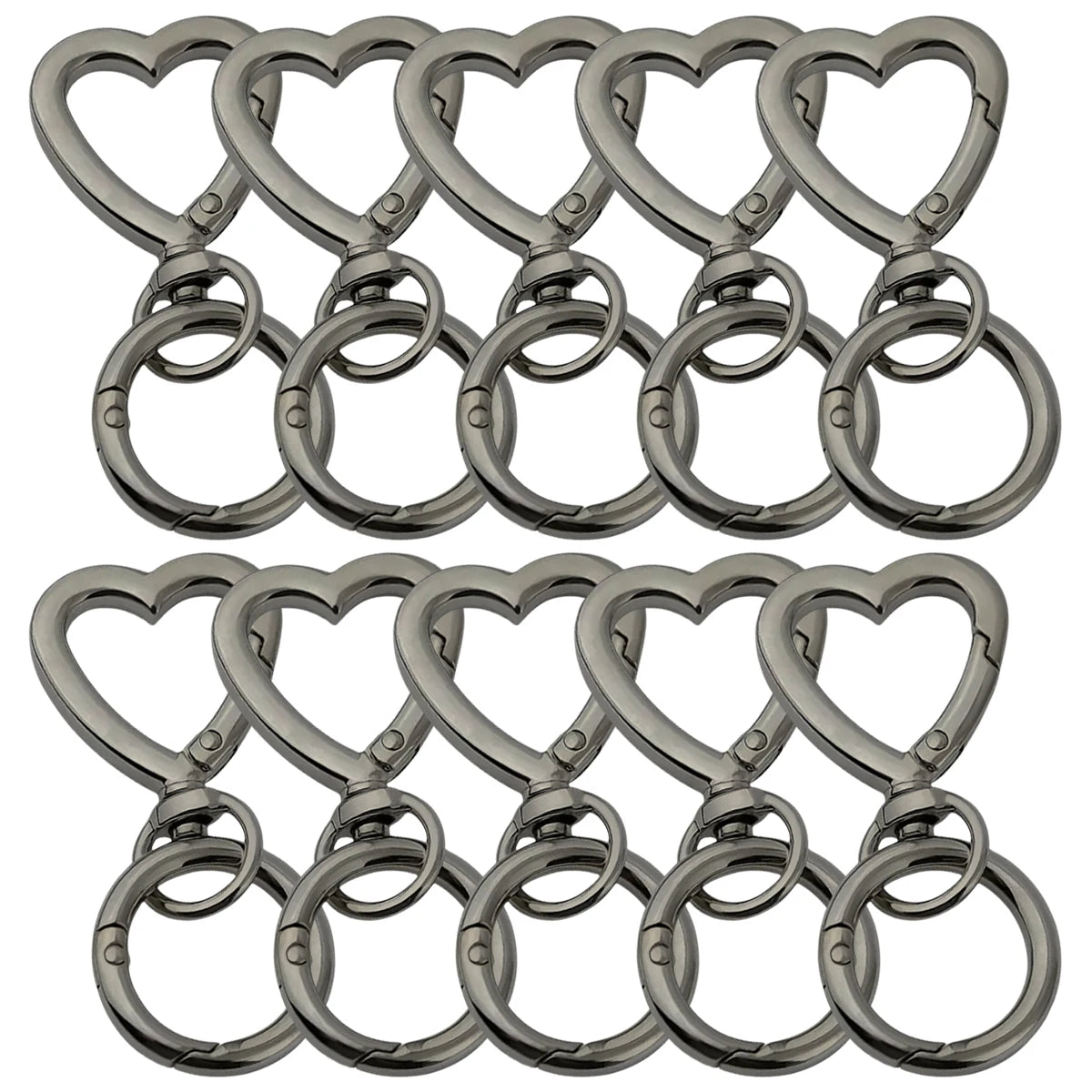 5/10/20/40 Sets Double Opening Swivel Keychain Clips Heart Spring Clasp Hooks Snap Rings for Lanyards Crafts Camping Hiking Gift