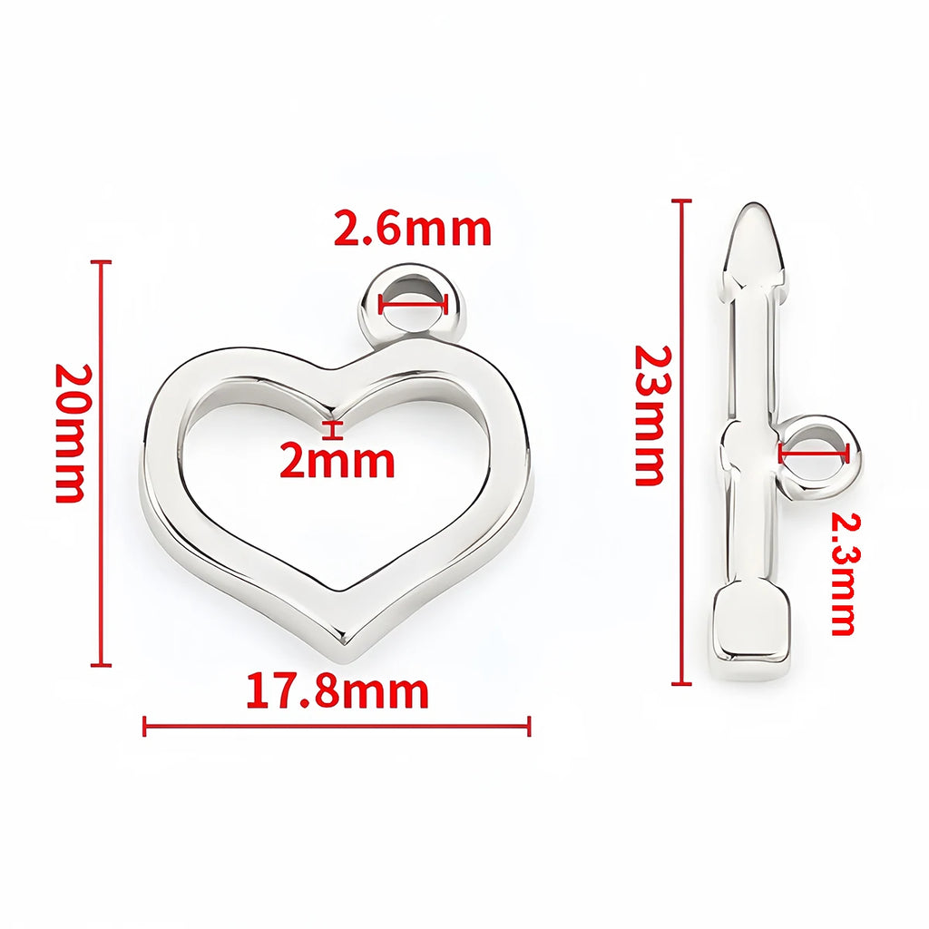 2 Sets Stainless Steel OT Clasp Heart Toggle Clasps Buckle Connector for Necklaces Bracelets Hook DIY Jewelry Making Accessories