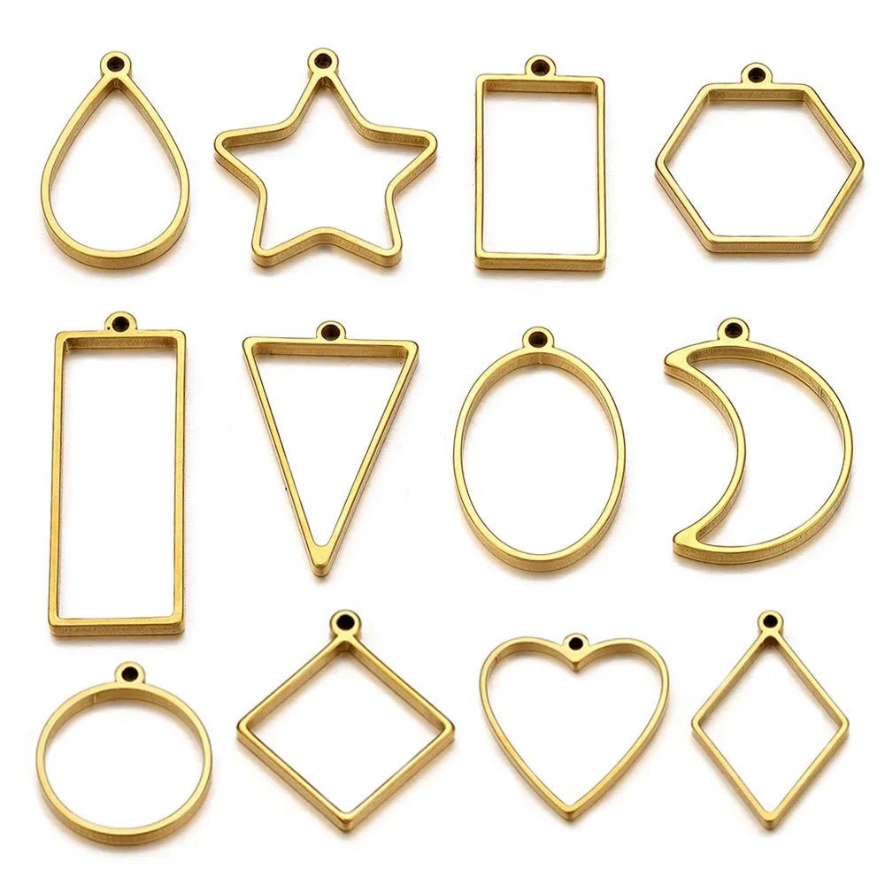 10pcs Stainless Steel Geometric Metal Connector Charms Frames Base DIY Making Epoxy Resin UV Crystal Molds for Jewelry Necklaces