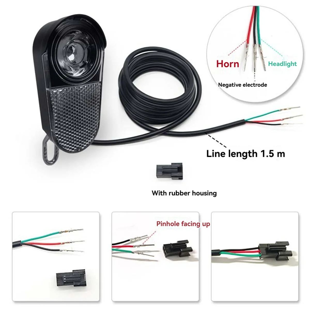 Get! 36V 48V Electric Bicycle Headlight Electric Bike Headlight Front Light Outdoor Night Riding Cycling Parts Accessories