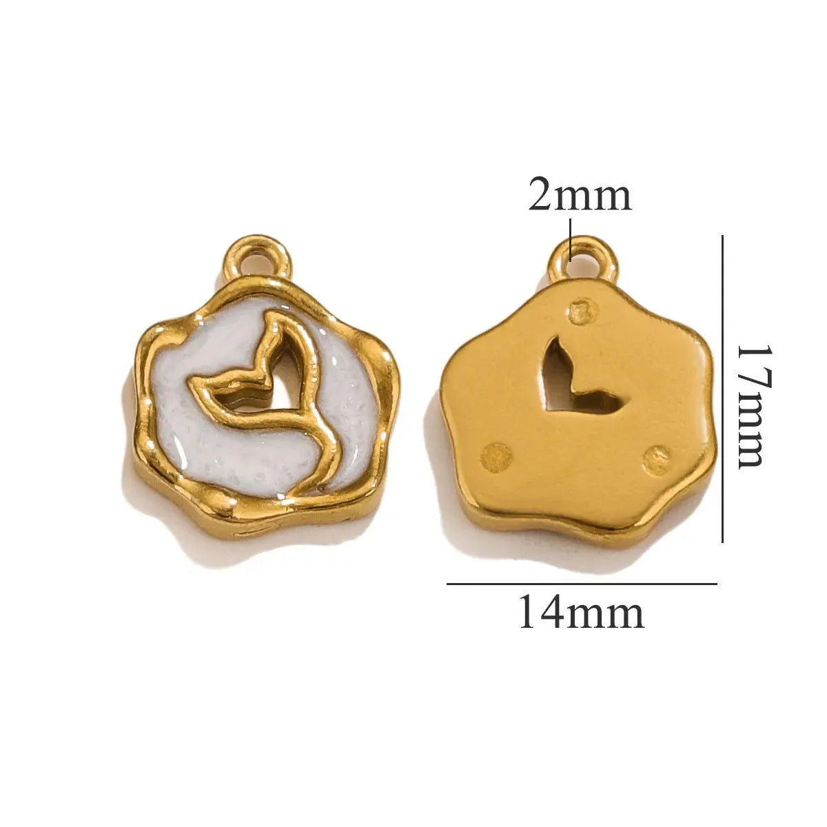 5pcs Stainless Steel Enamel Mermaid Tail Charms Gold-plated for DIY Necklaces Bracelet Earring Jewelry Making Supplies Wholesale
