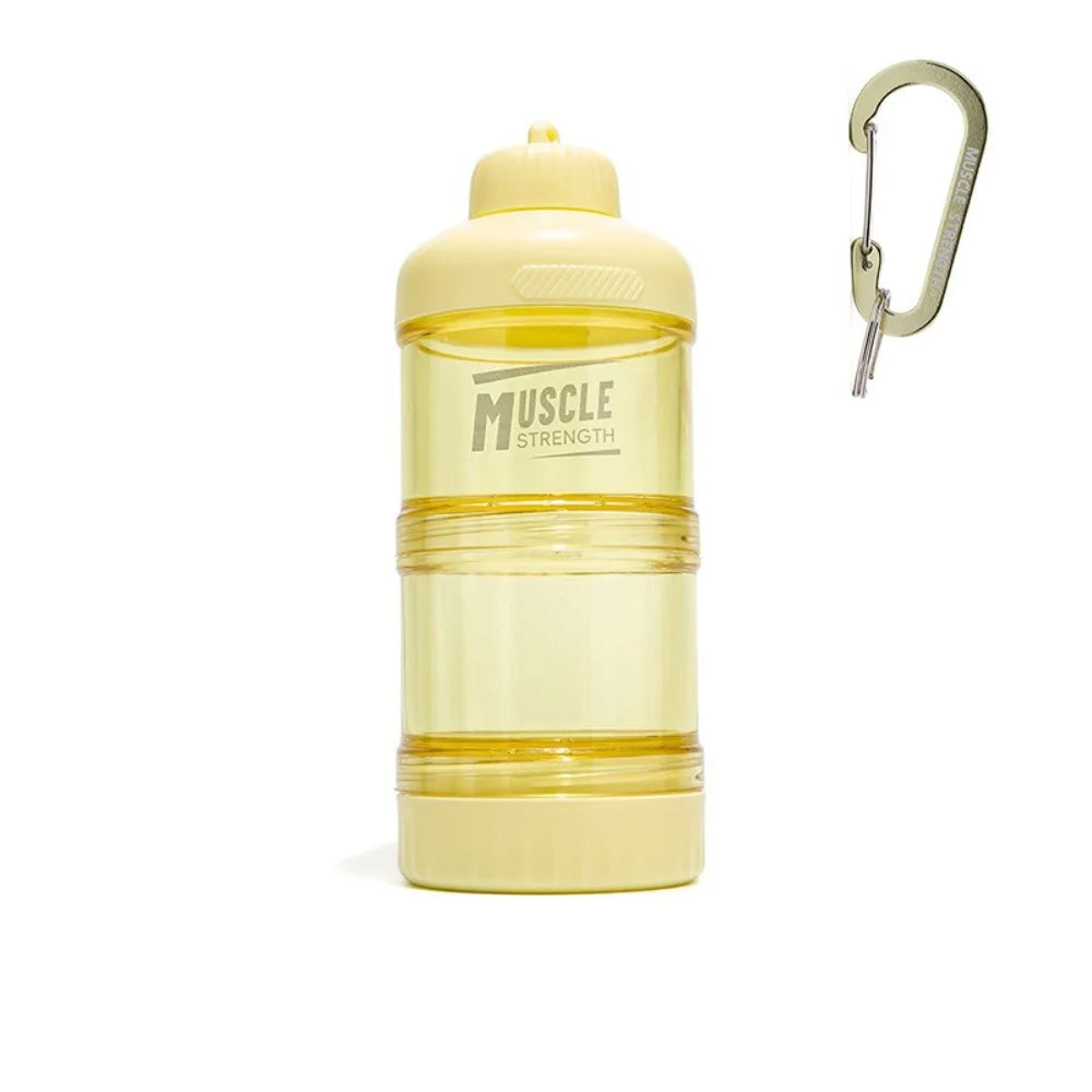 1/2/3 Layer Protein Powder Box Plastic Portable Funnel Fitness Supplement Bottle Durable with Mountaineering Buckle Snack Can
