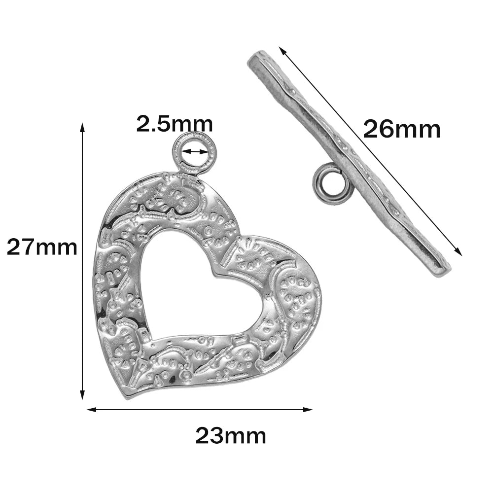 5 Sets Stainless Steel Toggle Clasp T-bar Closure Ring Fastener Hook End Connectors for DIY Necklace Bracelet Jewelry Making