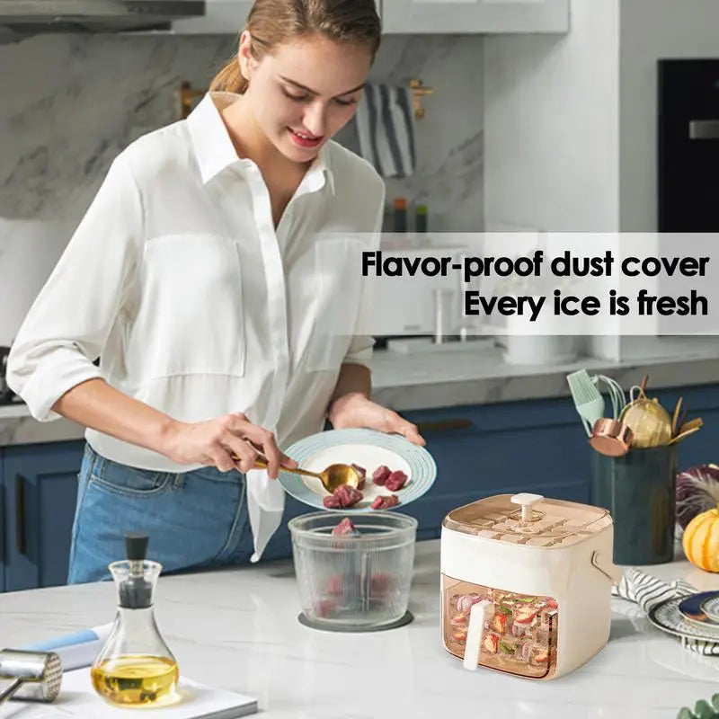 Ice Cubes Trays Ice Cubes Tray With Lid For Freezer Press Non-Stick Iced Bucket Easy Release Kitchen Gadgets For Freezer Home &