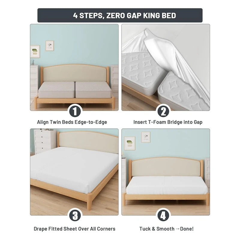 Fitted Sheet with Bed Bridge Twin XL to Converter Kit with Split Filler for Adjustable Bed-ABRM