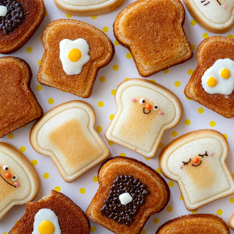8 Cavity Toast Bread Pattern Carbon Steel Cake Mold Madeleine Muffin Cake Pan Jam Sandwich Dessert Kitchen Accessories Gadgets