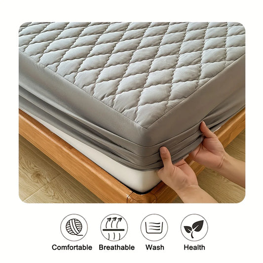 3pcs Waterproof Bed Sheet Set (1 Fitted Sheet + 2 Pillowcases, Without Core) Breathable Soft Thickened Mattress Protector
