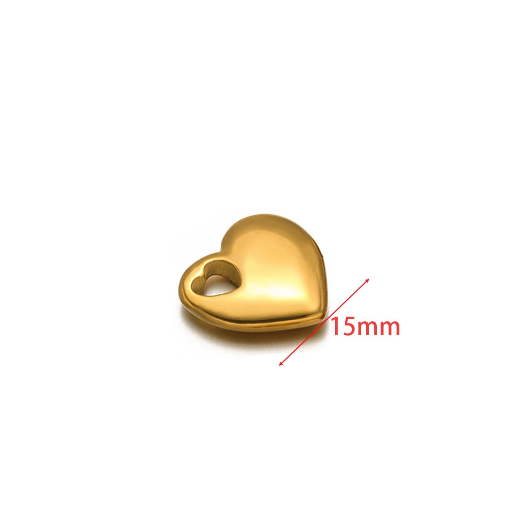 5pcs 18K Gold Stainless Steel Exquisite Heart Pendants Necklace Charms for DIY Women Jewelry Making Bracelet Earrings Findings