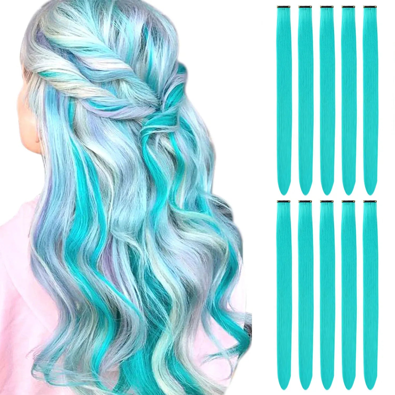 10 PCS Colored Hair Extensions Clips