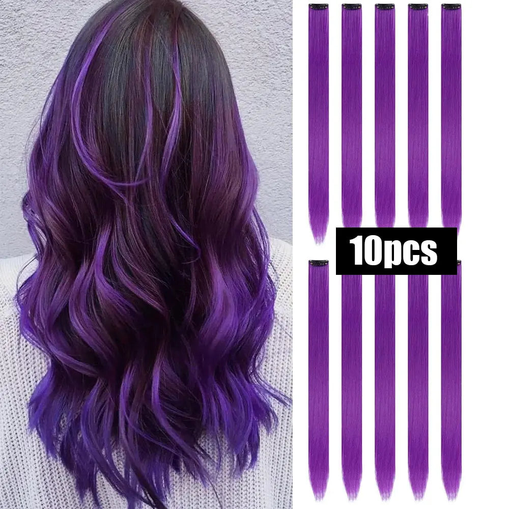 10 PCS Colored Hair Extensions Clips