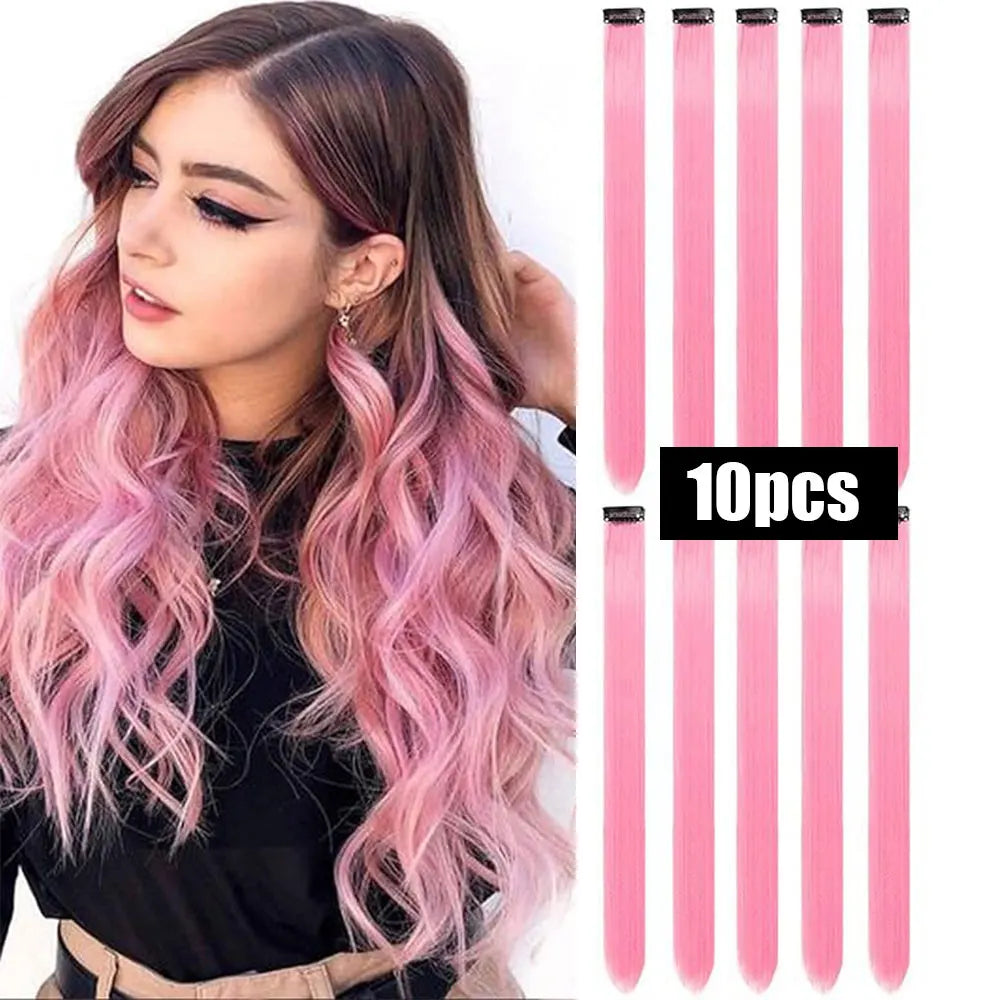 10 PCS Colored Hair Extensions Clips
