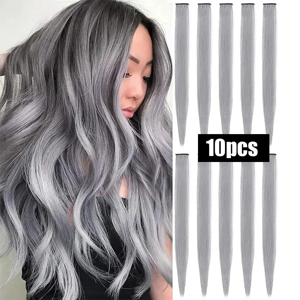 10 PCS Colored Hair Extensions Clips