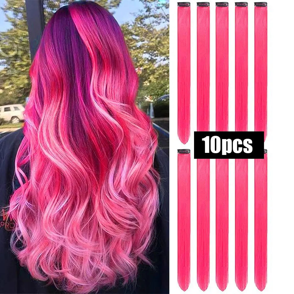 10 PCS Colored Hair Extensions Clips