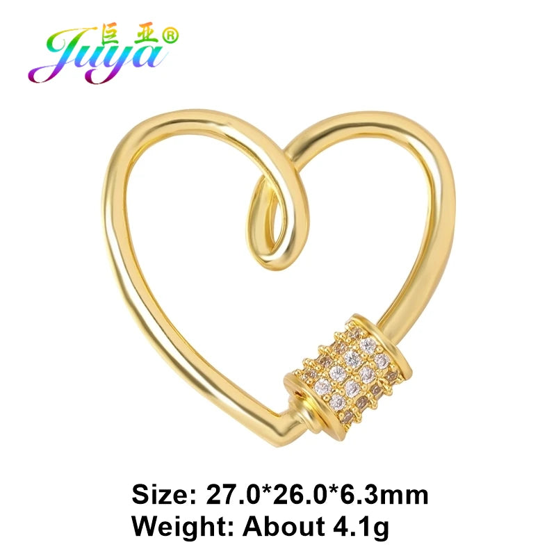 Juya 18K Gold Plated 26 Alphabet Letters Pendant Fasteners Bolt Carabiner Clasps For DIY Women Mesh Chains Name Jewelry Making