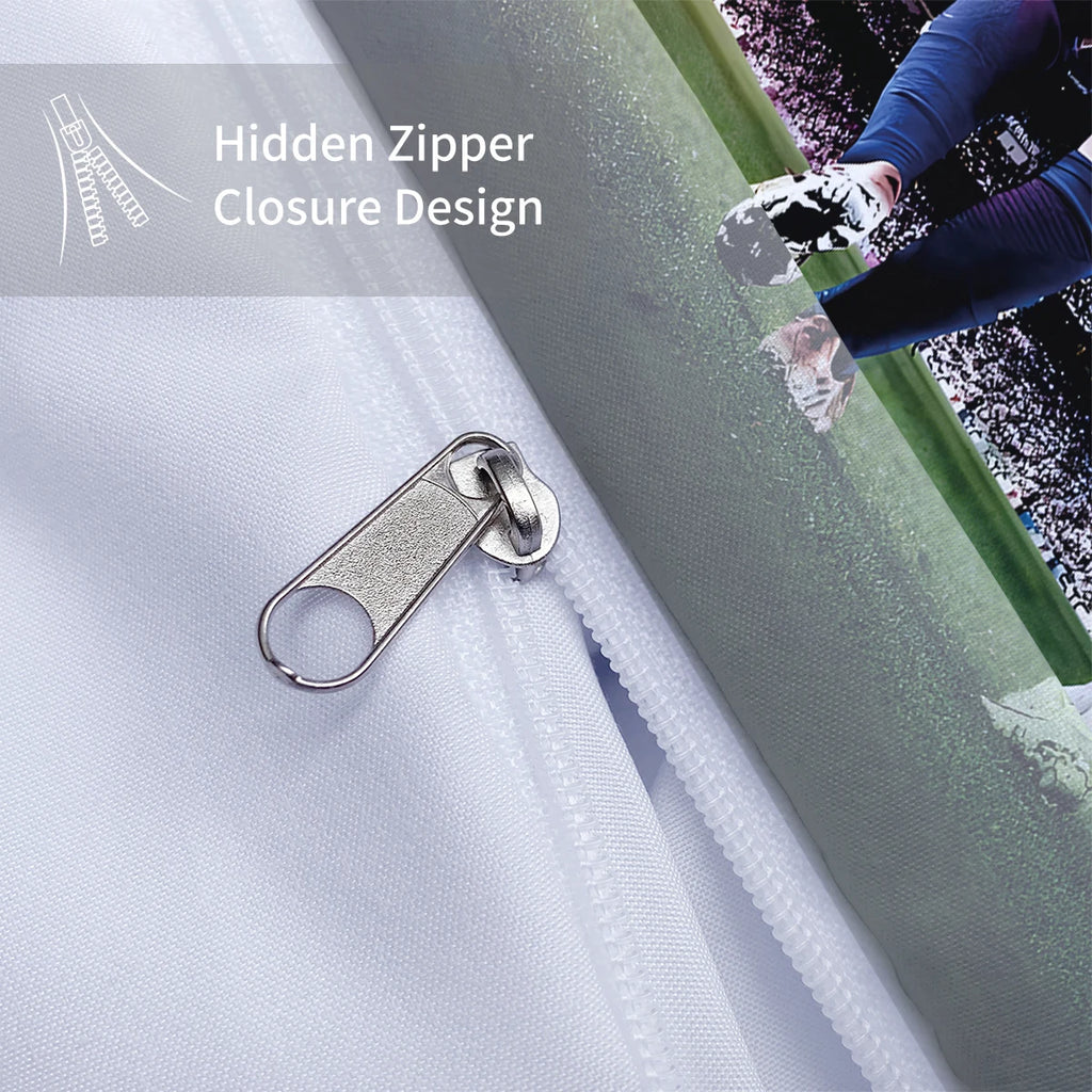 3-Piece Love Football Star Pattern Printed Set (1 duvet cover+2 pillowcases, no core) Soft and Comfortable Bedding Set