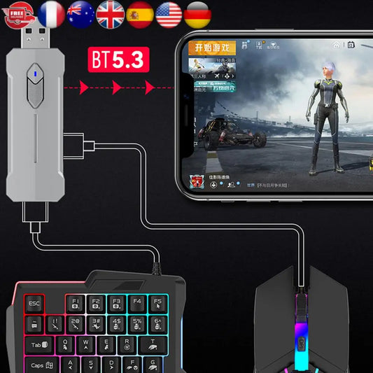 5 in 1 Mobile Game Converter Keyboard Mouse Gaming Set BT 5.3 for PUBG Gaming Keyboard and Mouse Combo for Gamer Accessories