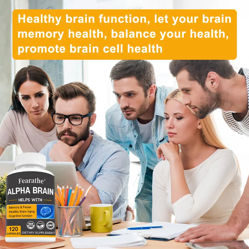 Fearathe Alpha Brain - Premium Nootropic Brain Supplement - Good for Focus, Concentration and Memory - 120 Capsules