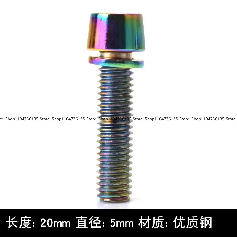 6pcs Mountain Bike Road Bike M5 Inner Hexagon Handle Vertical Screws, High Stainless Steel Handlebar Screw Accessories