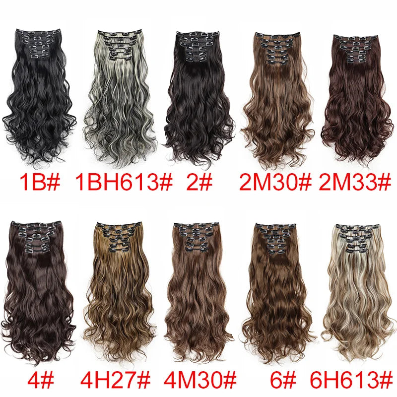 16 Clips 24 Inch Curly Hair Extensions