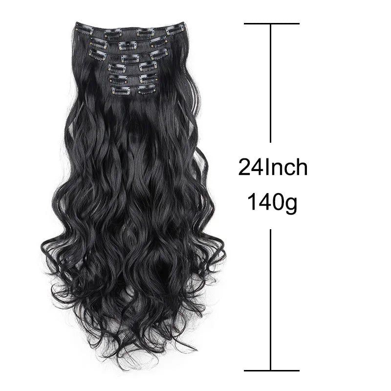 16 Clips 24 Inch Curly Hair Extensions