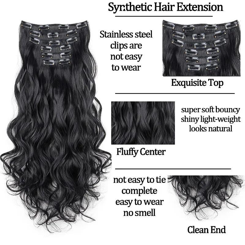 16 Clips 24 Inch Curly Hair Extensions