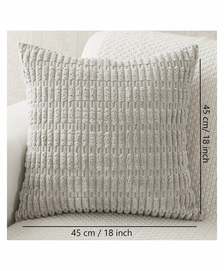 Corduroy Cushion Cover | Soft Plush Cushion Cover | 45x45cm | Light Grey Cushion Cover