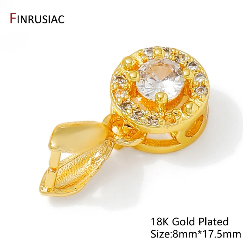 18K Gold Plated Brass With Zircon Jewellery Bail Clasps For Necklace Making,Pendant Pinch bail For DIY Jewelry Making Supplies