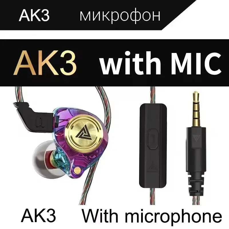 New QKZ 15D Dynamic Surround Sound Bass Earphones Earbud 3.5MM AUX In-Ear Monitor Headphones HIFI Noise Cancelling Sport Headset
