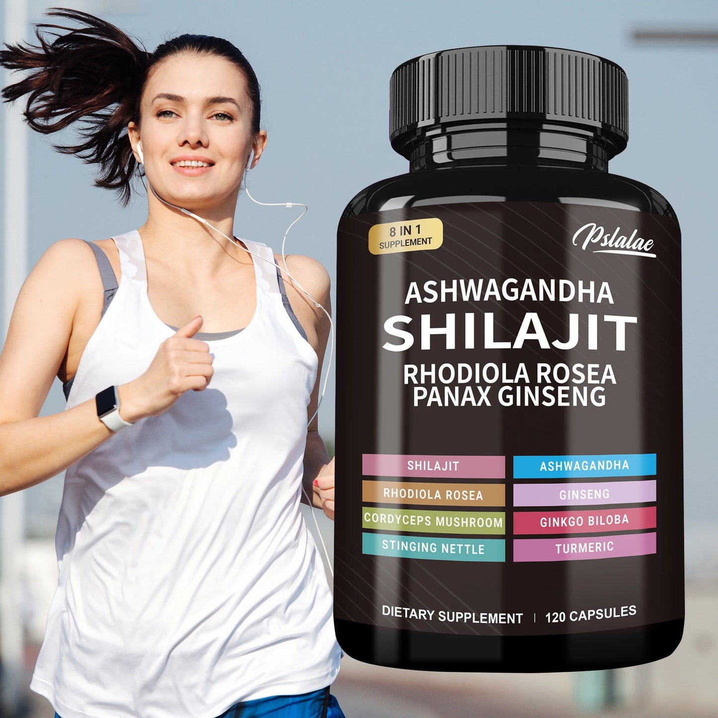 Shilajit, Ashwagandha, Rhodiola Rosea, Panax Ginseng - Supports The Immune System, Relieves Stress, Improve Sleep - 120 Capsules