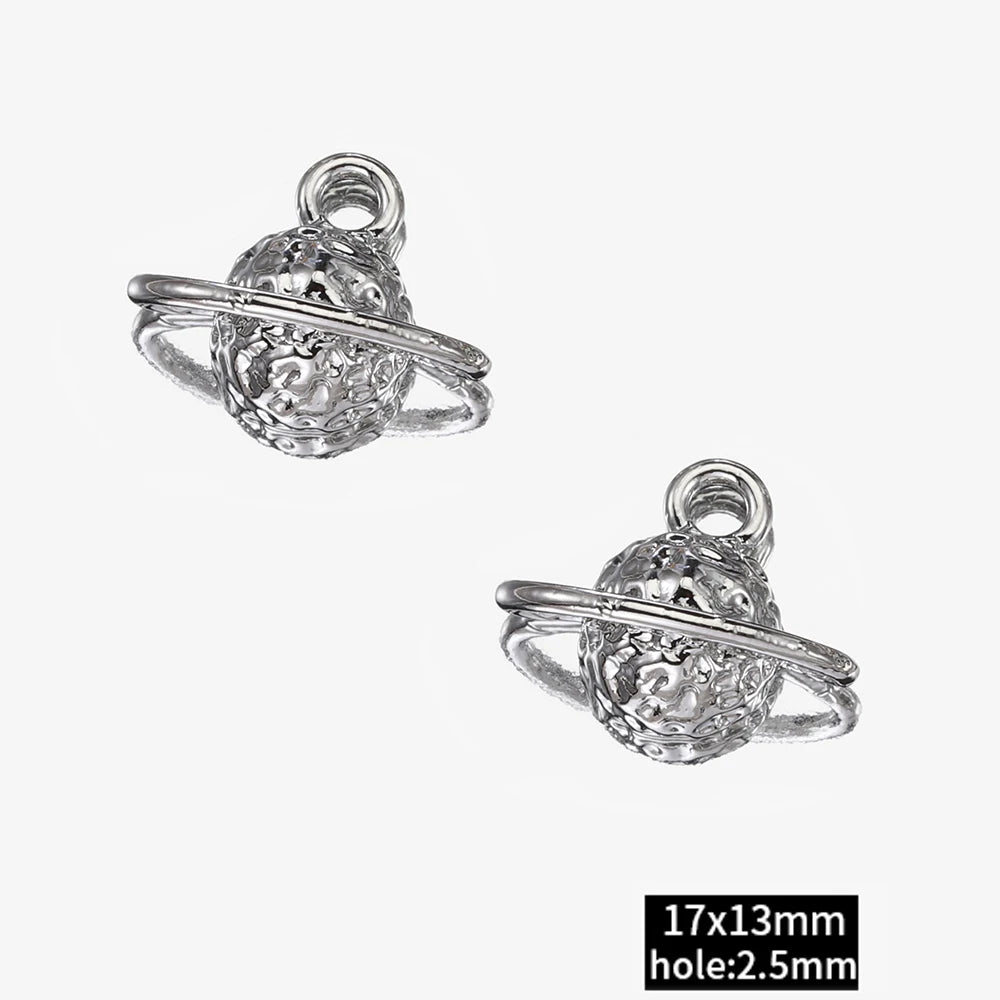 2pcs Rhinestone Chrams Silver Color Crystal Beads Pendants Y2K Style Jewelry Making Accessories Charms for DIY Necklace Bracelet