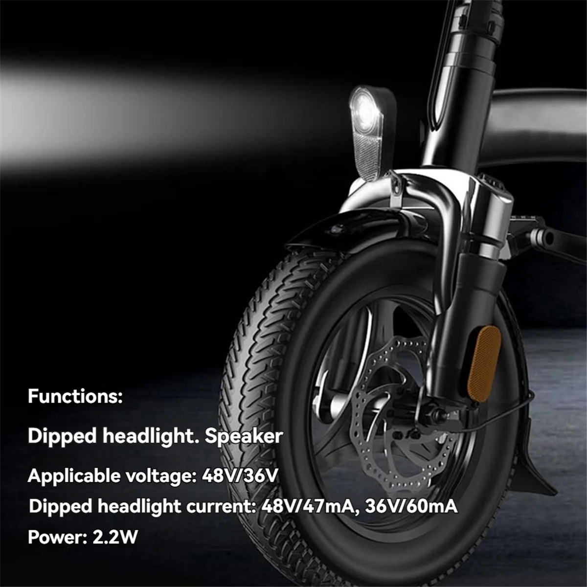 Get! 36V 48V Electric Bicycle Headlight Electric Bike Headlight Front Light Outdoor Night Riding Cycling Parts Accessories