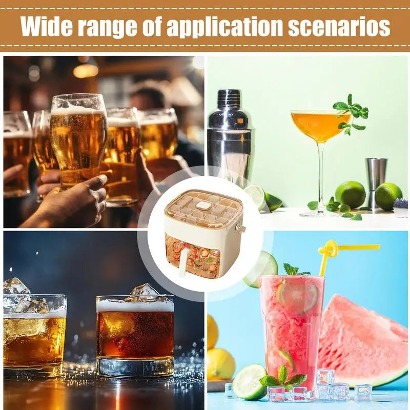 Ice Cubes Trays Ice Cubes Tray With Lid For Freezer Press Non-Stick Iced Bucket Easy Release Kitchen Gadgets For Freezer Home &