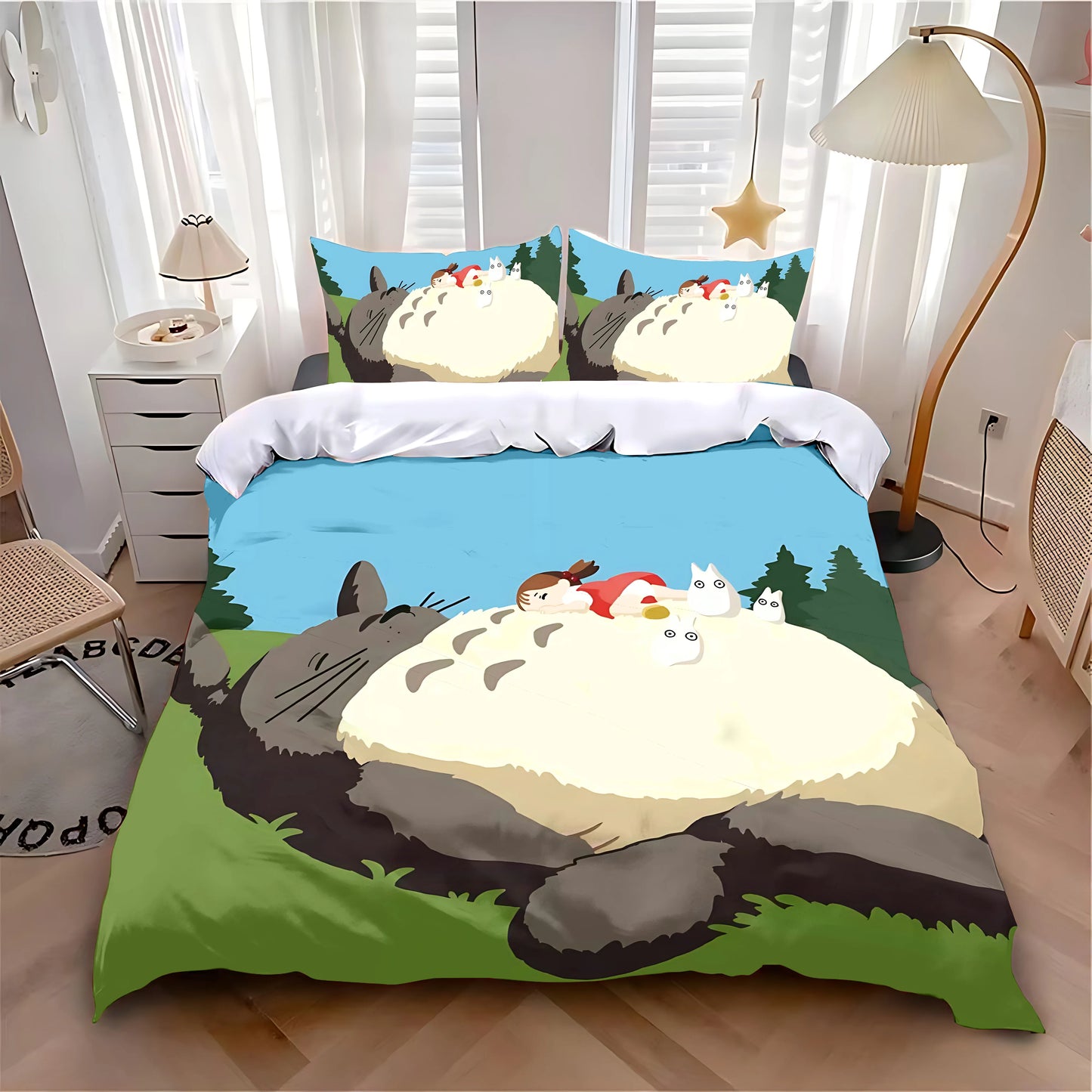 Duvet Cover Pillowcase Bedding Set Hot Anime Cute T-Totoroes Adult Boy Girl Bedroom Decoration Children Single Double Large Size