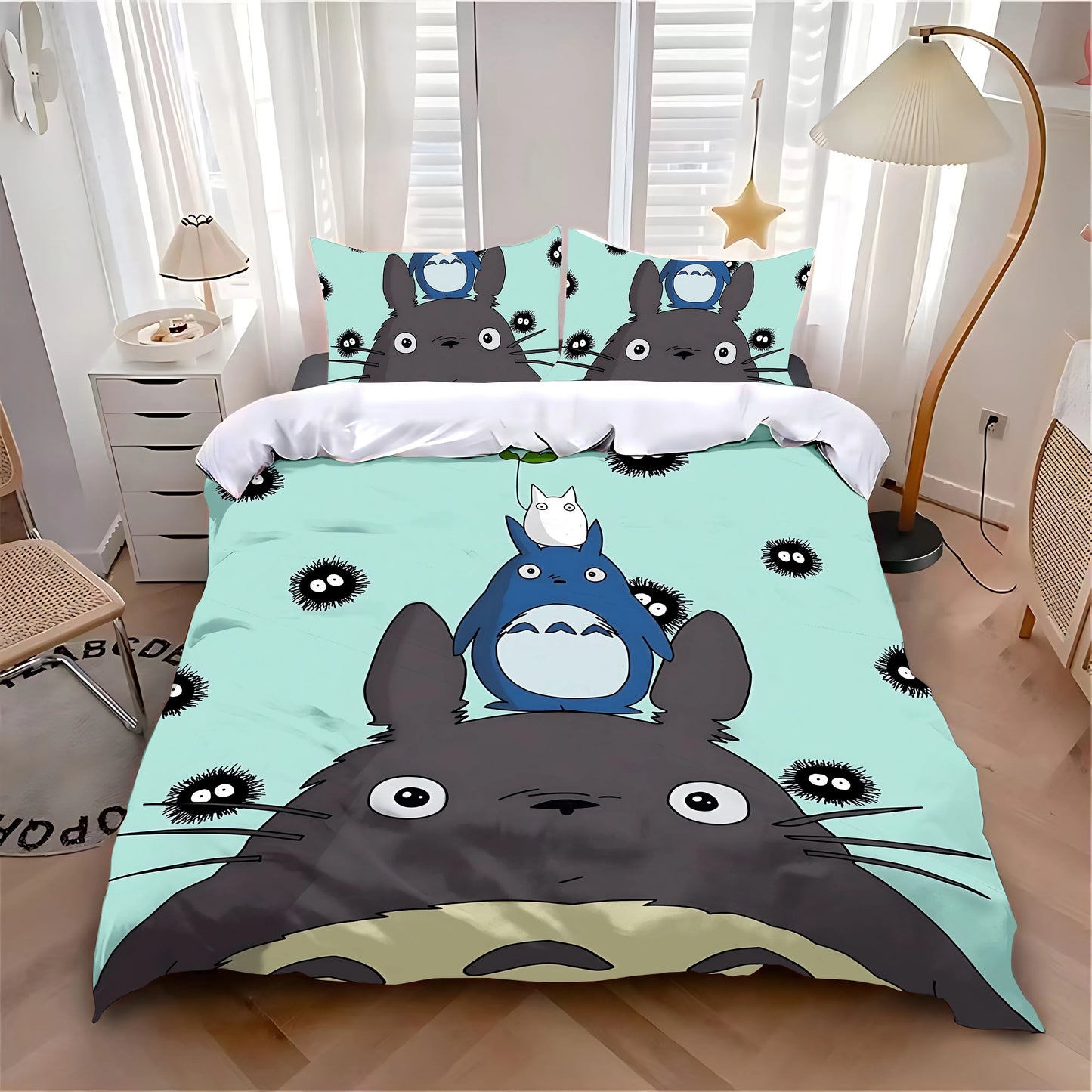 Duvet Cover Pillowcase Bedding Set Hot Anime Cute T-Totoroes Adult Boy Girl Bedroom Decoration Children Single Double Large Size
