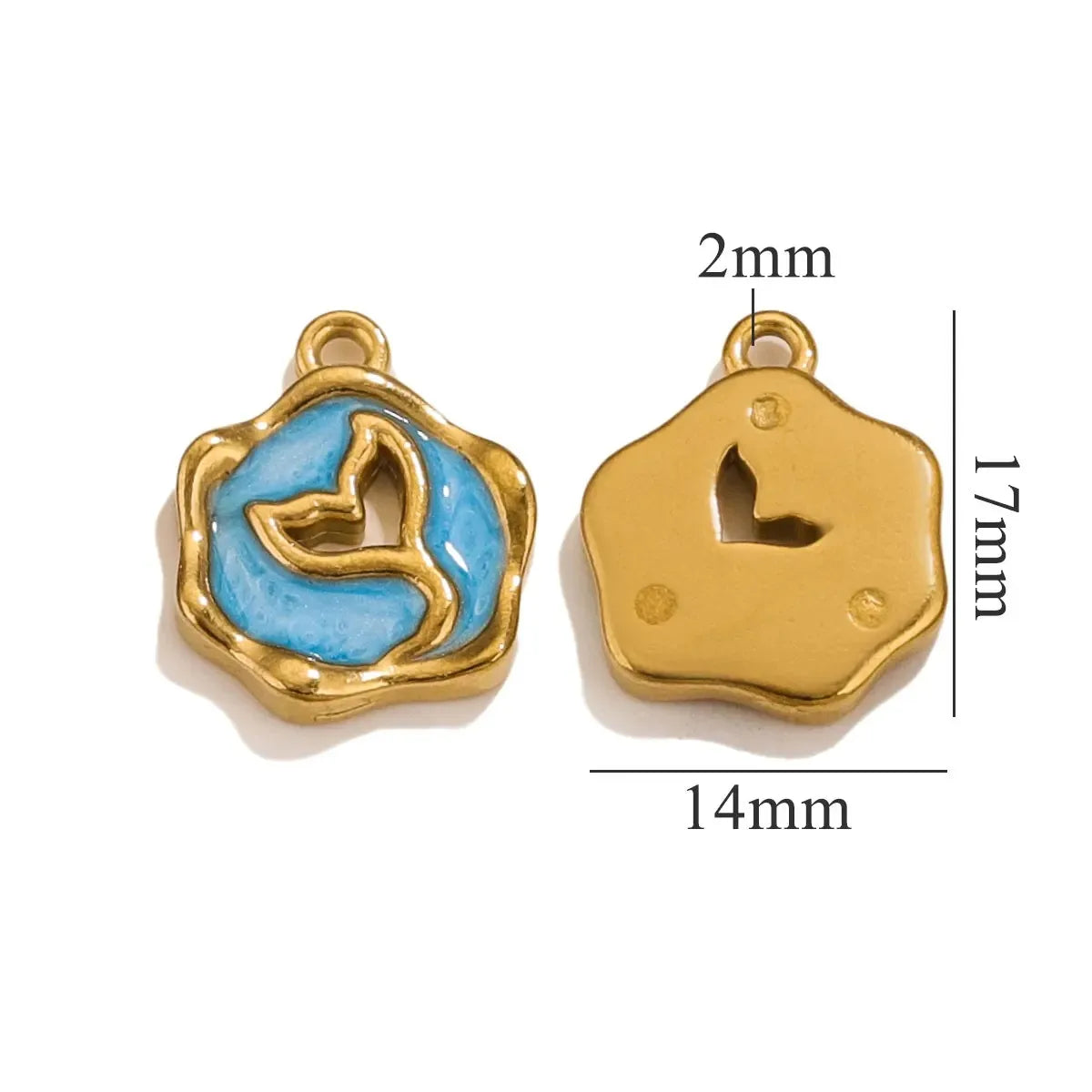 5pcs Stainless Steel Enamel Mermaid Tail Charms Gold-plated for DIY Necklaces Bracelet Earring Jewelry Making Supplies Wholesale