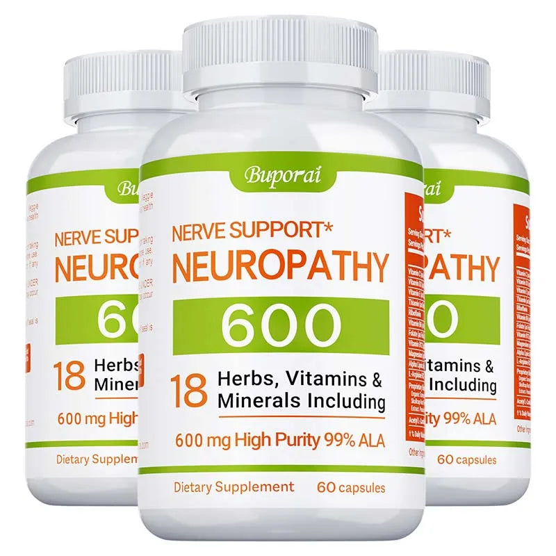 Neuropathy Support Supplement 600mg - Antioxidant, Promotes Nerve Health, Cellular Energy, Metabolism and Anti-aging, Non-GMO